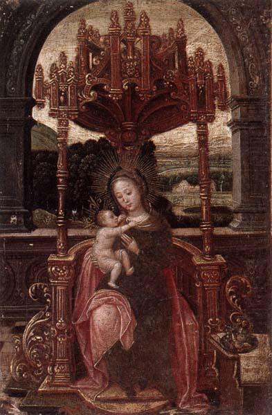 The virgin and child enthroned, unknow artist